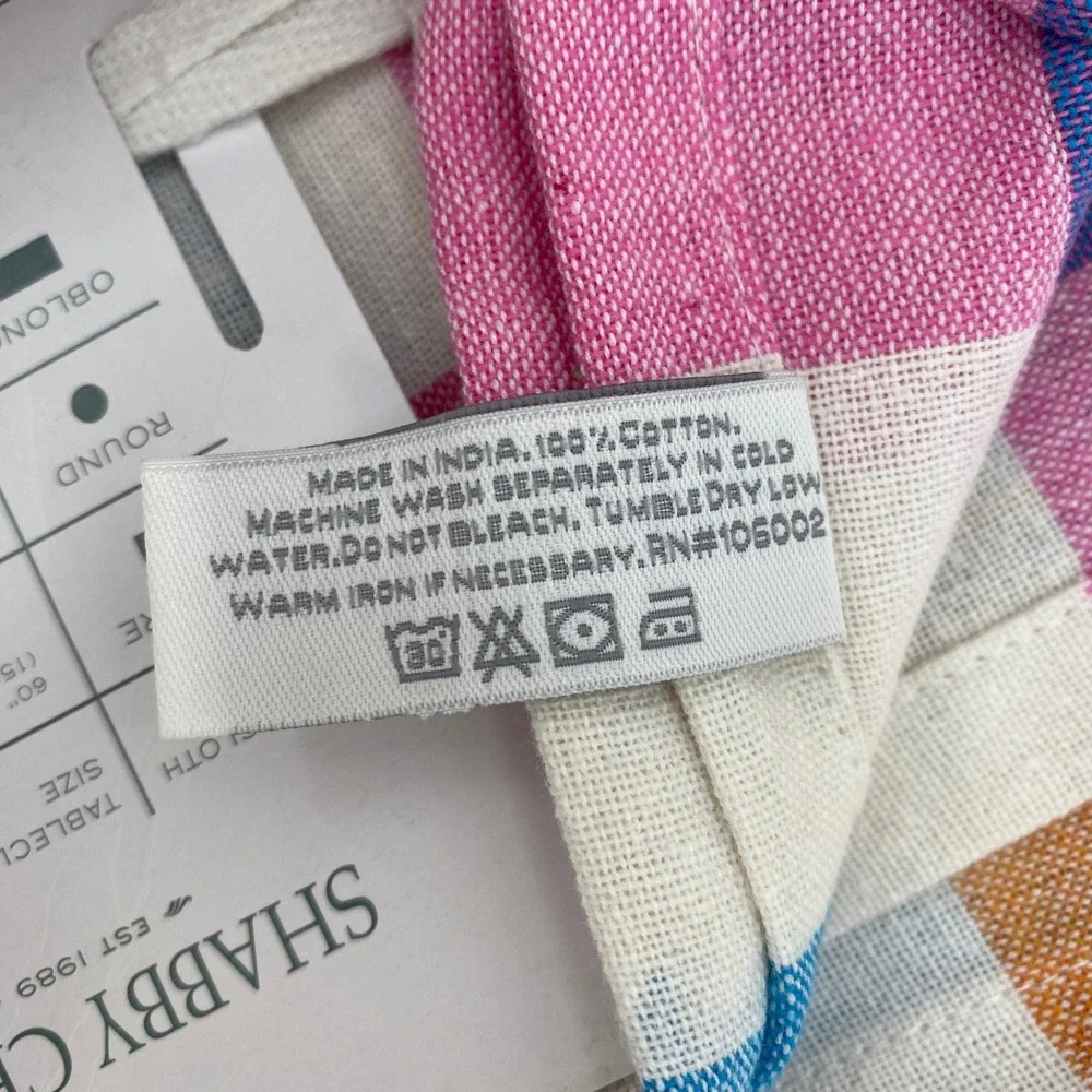 Shabby Chic Tablecloth 60x120 Multi Color Plaid Pink Blue Cotton Spring Boho